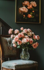 Elegant Pink Bouquet in a Vintage Home Setting