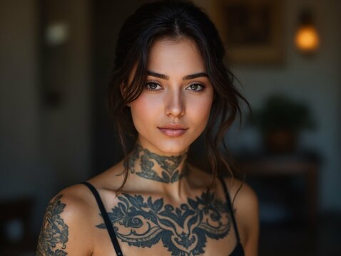 Ragazza tatuata in posa