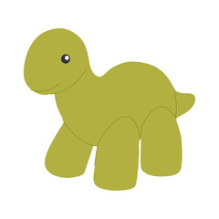 Cute funny dinosaur in kids doodle style. Happy smiling kawaii baby animal. Adorable lovely comic dino character.