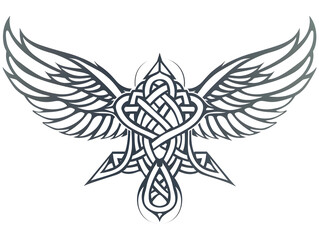 Fototapeta premium Crown Winged very simple traditional tattoo flash styles illustration
