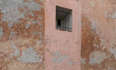 Wall Textures in Bastia. Peeling paint and textures on a facade in old town Bastia in Corsica.