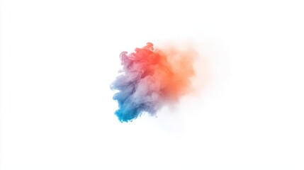 A vibrant explosion of colorful smoke in shades of blue and orange against a white background, perfect for creative projects.