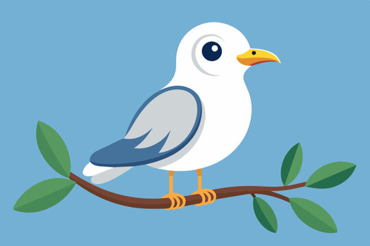 recommend clip art: Cute bird of gull bird on the branch vector art illustration