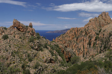 Calanques de Piana view in Corsica.