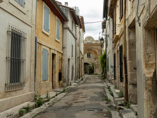 Arles Street. Deserted street in the ancient town of Arles in Southern France.