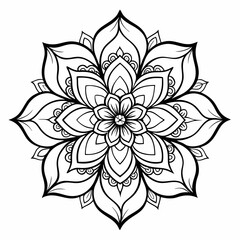 mandala design, clean line art, white background