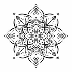 mandala design, clean line art, white background
