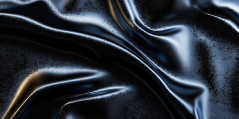 Fototapeta premium Abstract Texture of Black Fabric with a Shimmering, Water-like Surface