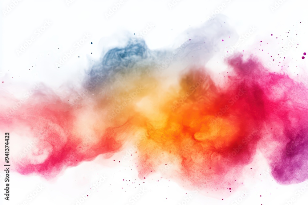 Poster colorful abstract smoke wave design with vibrant splashes and a soft gradient, perfect for backgroun