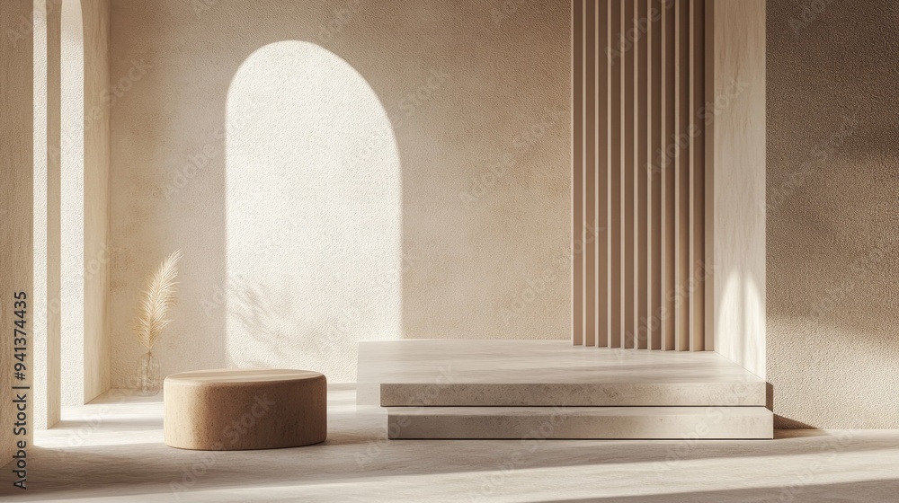 Aufkleber 3D render of a podium designed for product display in a minimalist and elegant setting