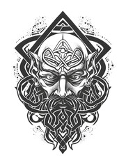 Fototapeta premium Cyclops head very simple traditional tattoo flash styles illustration