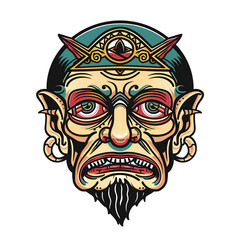 Fototapeta premium Cyclops head very simple traditional tattoo flash styles illustration