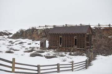 Old wood buildings in rural Colorado 