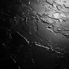 Fototapeta premium Close-up of a Black, Cracked and Textured Surface