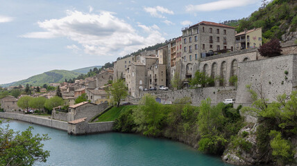 Naklejka premium Sisteron, in the Alpes-de-Haute-Provence is situated on the banks of the river Durance. It is sometimes called the 