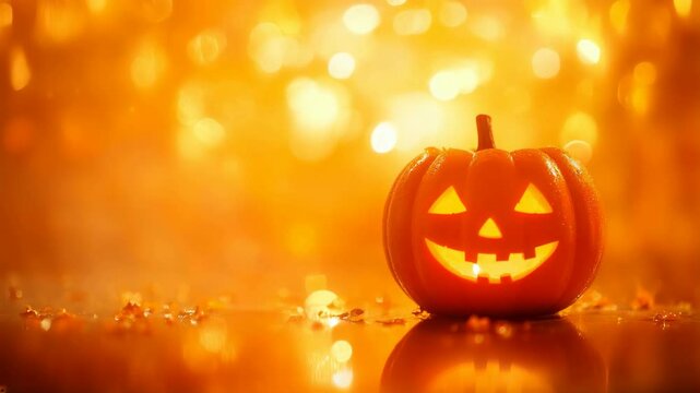 Happy halloween with pumpkin on bokeh background with copy space