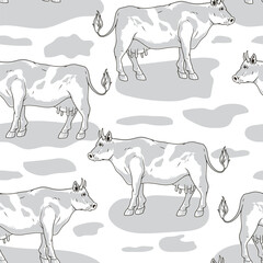 Spotted cows pattern seamless monochrome