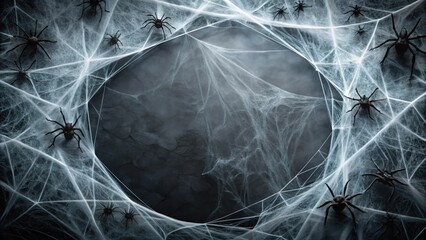 Dark and spooky Halloween background with fake spider webs , Halloween, background, dark, spooky, scary, spider webs, decoration