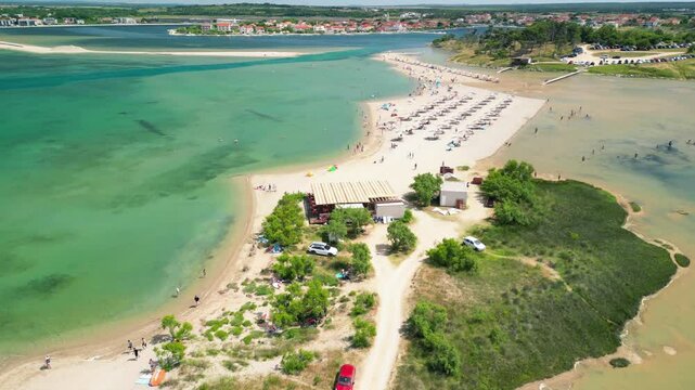 Queens Beach aerial view in Zadar, Croatia