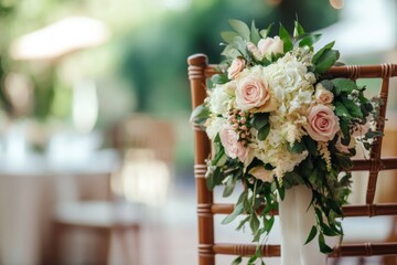 Romantic Wedding Chair Floral Arrangement for an Outdoor Reception