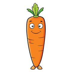 Carrot Cartoon style vector illustration on white background line art png
