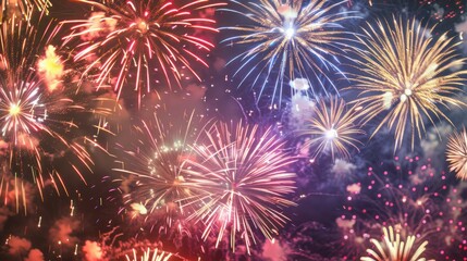 Colorful fireworks lighting up the night sky.