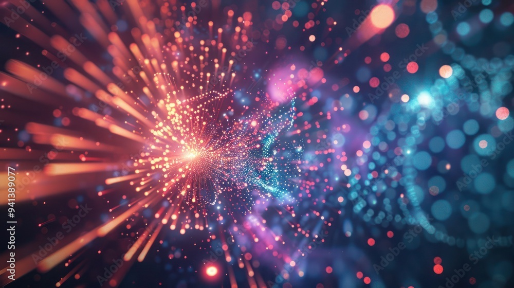 Poster digital interface showing a fireworks countdown.