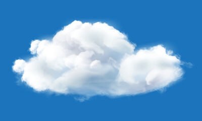 Fototapeta premium Vector of realistic white cloud on blue sky background illustration.