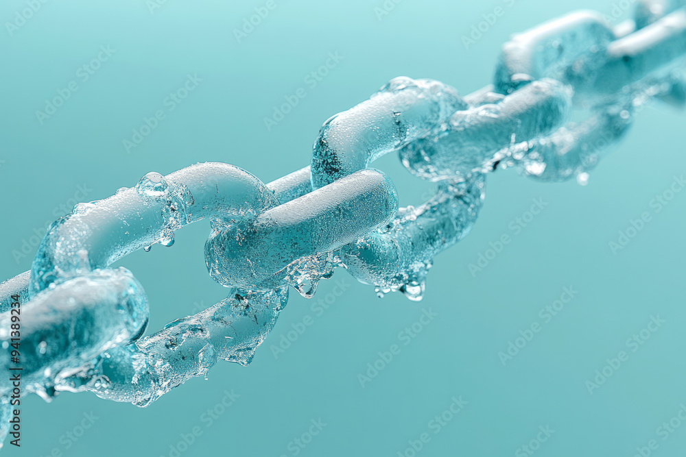 Aufkleber a broken chain of command diagram, isolated on a pastel mint background, representing the disruption