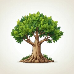 Tree Crown Isolated on a White Background, Highlighting the Beauty of Natural Greenery and Leaf Texture