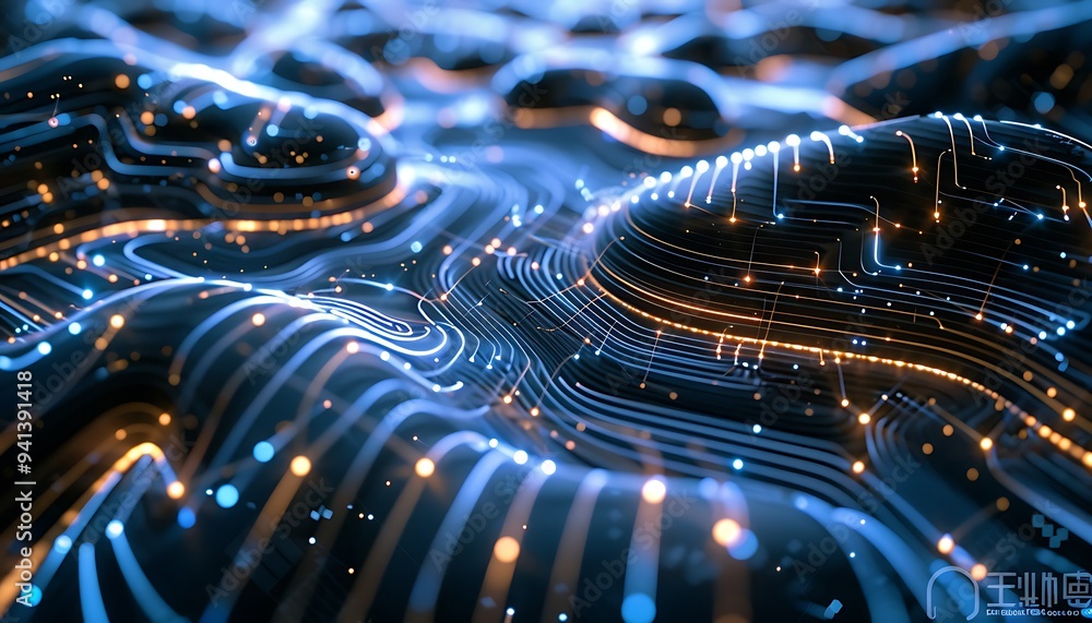 Poster Closeup of Brainwave Connectivity Interface with Glowing Synapses and Digital Circuitry
