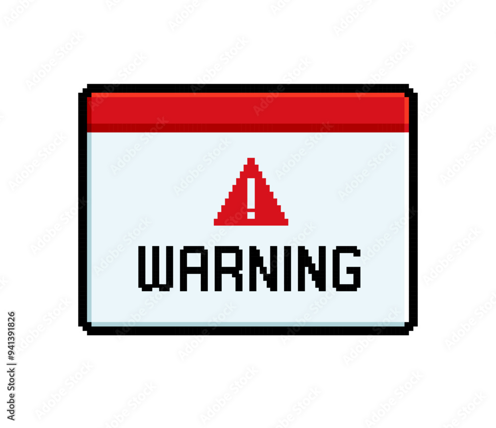 Fototapete warning - retro message window in 8-bit style game. vintage video game style sign caution message. w
