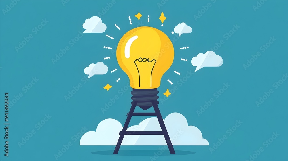 Poster illuminating idea-driven growth:a conceptual of ladder and light bulb