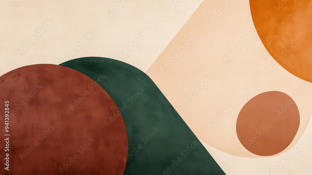 Poster abstract geometric shapes in earthy tones create a warm and inviting background suitable for modern 