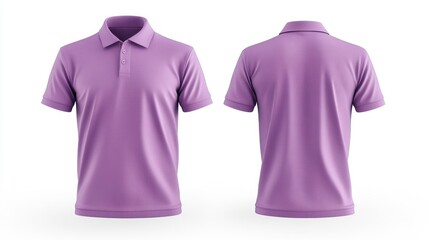 Light Purple Polo Shirt Front and Back View - Generative AI