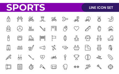 Sports and outdoor activities line icon set. Outline icon collection related to outdoor sports.