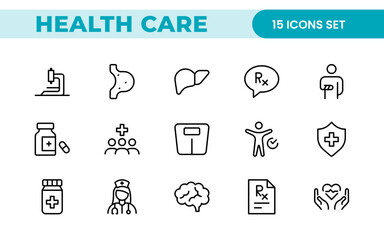 Healthcare, Medical and Medicine related line icon set. modern icon illustration collection.