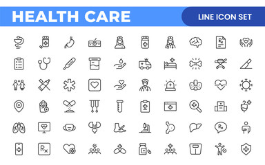 Healthcare, Medical and Medicine related line icon set. modern icon illustration collection.