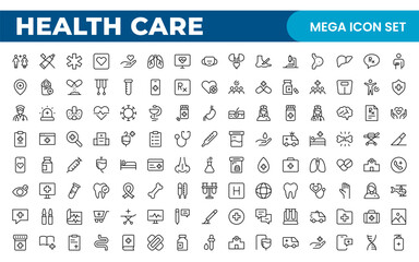 Healthcare, Medical and Medicine related line icon set. modern icon illustration collection.