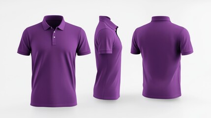 Purple Polo Shirt Front and Back View - Generative AI