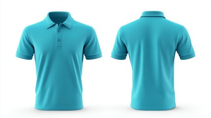 Light Blue Polo Shirt Front and Back Views Generative AI
