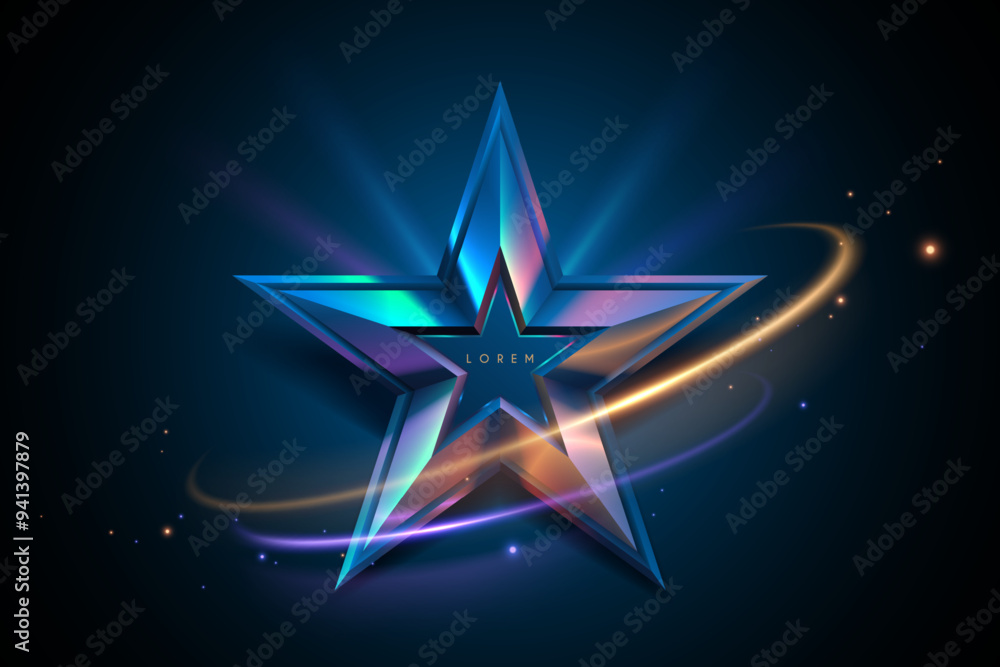 Wall mural color star shape with light effects