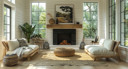 Modern Living Room, Fireplace, Furniture, Decor