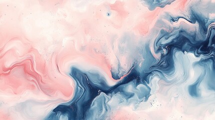 Light watercolor design with pastel pink and blue marbled effects, forming fluid abstract waves in a delicate texture