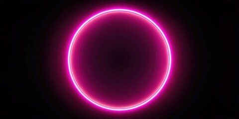 Naklejka premium Pink glowing neon circle on black background, neon, circle, pink, glowing, bright, vibrant, light, glow, illuminated, shiny