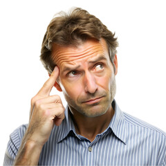 Impressed young caucasian man looking at camera doing think gesture isolated