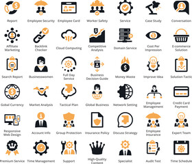 Business people line icons set. Businessman outlines icons collection. Teamwork, human resources, meeting, partnership, meeting, workgroup, success, resume - stock vector.