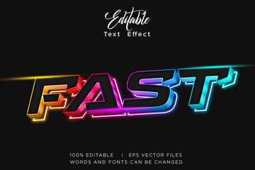 fast neon light editable text effect