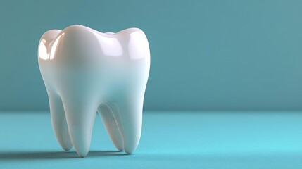 Close-up of a large tooth model on blue background Generative AI