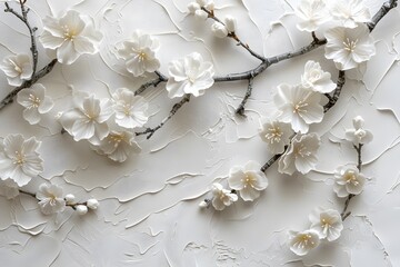 Elegant White Blossom Arrangement on Textured Background